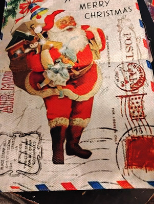 Wishing MERRY CHRISTMAS SANTA Snow Garden Flag 18''x12.5'' ,printed 2 sides. 12