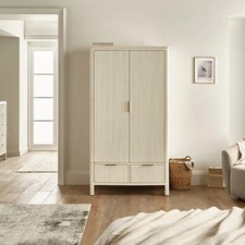 Oak Furnitureland Wren Double Wardrobe White Painted Solid Oak Ex Display #1