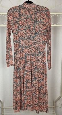 Comma Midikleid Zweilagig Langarm Gr. 36 Trasparente Ärmel Salbei Orange Lachs 