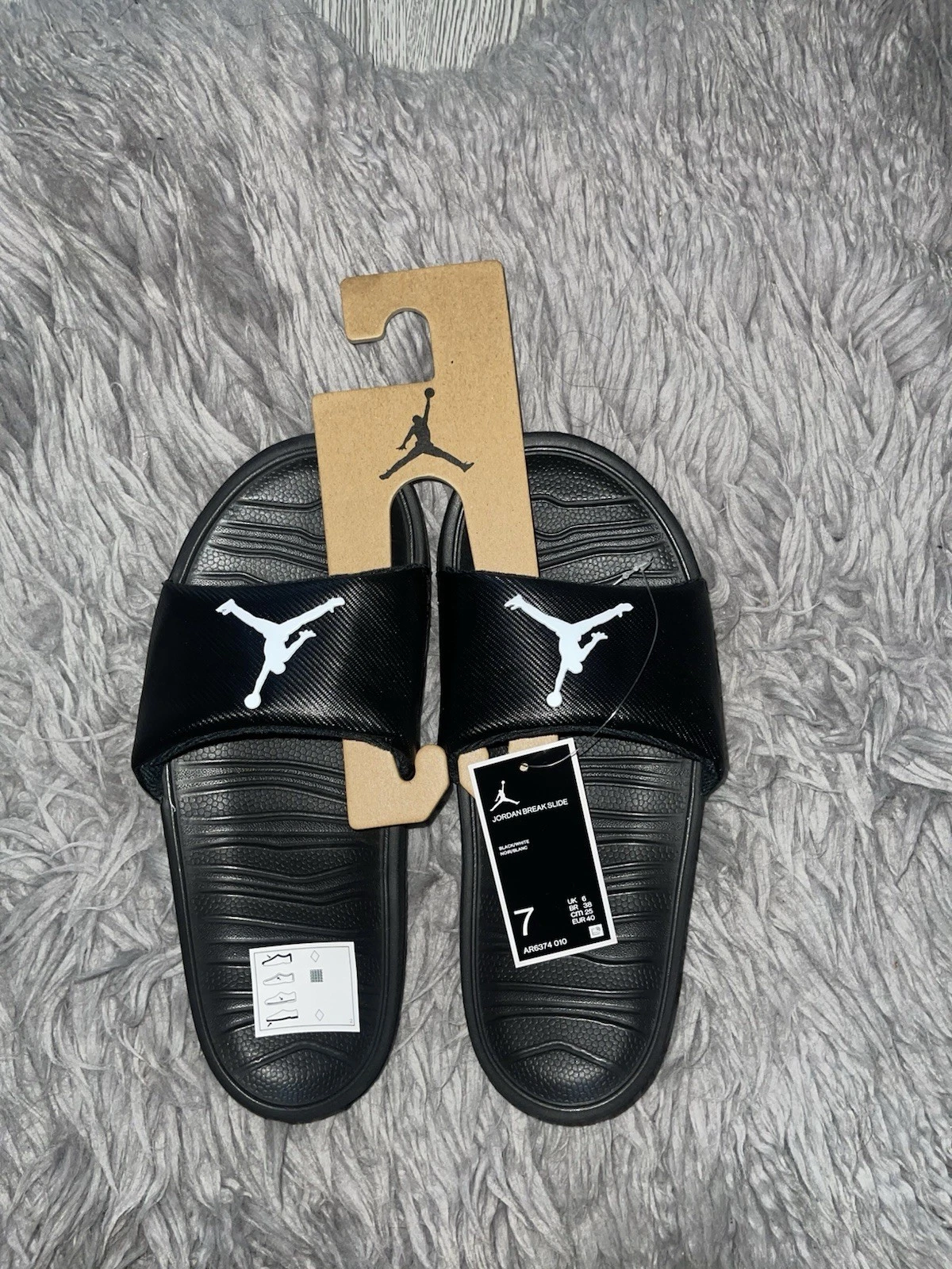 NIKE Jordan Break Slide Uomo Uk 6 Nero Bianco Sandalo Infradito AR6374 010
