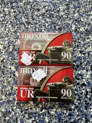TWO Maxell UR 90 Minute Blank Audio Cassette Tapes Normal Bias NEW SEALED 2 Pack