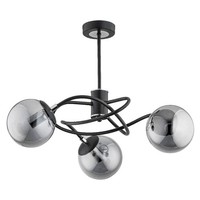Deckenlampe 3-Flammig Schwarz Rauchglas E14 L:52 Cm Deckenleuchte Schlafzimmer