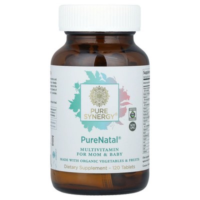 The Synergy Company PureNatal 120 Tablets Dairy-Free, Gluten-Free, Organic,