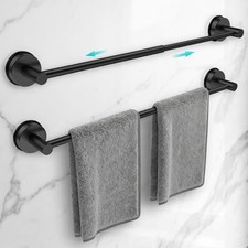 Black Adjustable Suction Cup Towel Bar 14.6-24" - 2 Pieces - Black