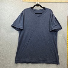 Lululemon Mens V-Neck Short Sleeve T-Shirt Heathered Blue Athletic Gym Top XL