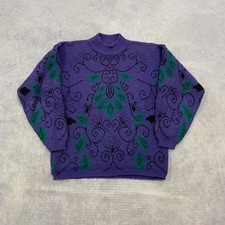 Vintage Knitted Jumper abstract patterned knit sweater Women's M 12-14 