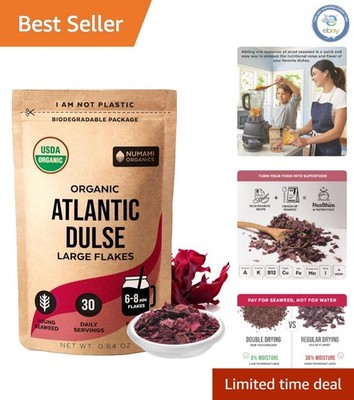 30 Servings of  Atlantic Dulse Flakes - Mild Taste, Eco-Friendly Packaging