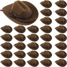 Hercicy 36 Pcs Mini Cowboy Hats for Crafts Wedding Favors Small, Brown