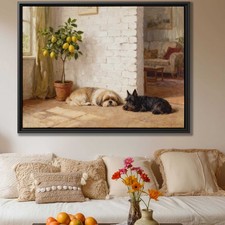 Shih Tzu Dog Artwork Oil Painting Canvas Print Living Room Decor Framed Art