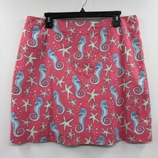 VINEYARD VINES Cotton Blend Pink Blue White Seahorse Starfish Skirt Size 12