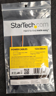Lot of 60 StarTech 12'' 4 Pin Fan Power Extension Cable