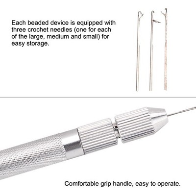 Aluminum Handle Pulling Loop Needle Micro Beads Looper Threader For Hair Ext SET