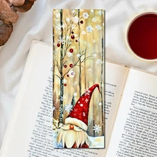 Gnome Bookmark -  Folk Art Style 6x2 Bookish Gift For Book Readers