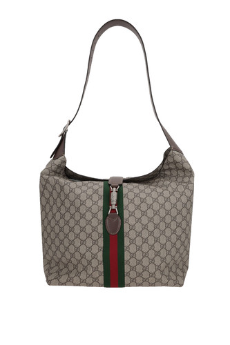 GUCCI Jackie 1961 Medium Beige And Ebony GG Crossbody Bag New & Authentic