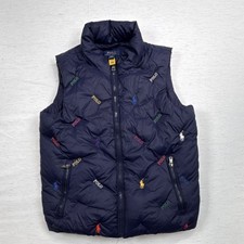Polo Ralph Lauren Kids Puffer Vest Navy Multicolor Logo Size 7 Full Zip
