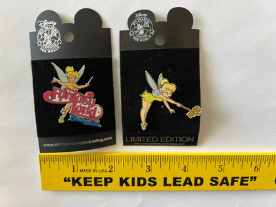 Disney Tinker Bell Pin Lot Fantasyland Disneyland LE Pixie Dust- 2 Pins