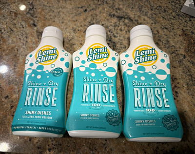 Lemi Shine Dishwasher Rinse Aid, Citric Acid Citrus, 4.6 fl oz, 3 Pack