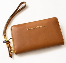 Dooney  Bourke City Large Zip Around Wristlet Wallet Tan Leather NWT
