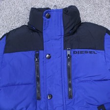Diesel Boys Puffer Jacket Sz 5/6 Blue Black Skiing Snowboarding Winterwear Coat