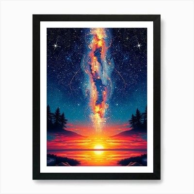 Galaxie am Himmel 1 Kunstdruck gerahmt Wandbild Poster Leinwanddruck Bild
