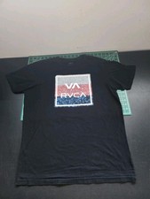 RVCA Hawaii Black T-shirt Men's Size L Pm Tenore Square Logo Graphic Regular Fit