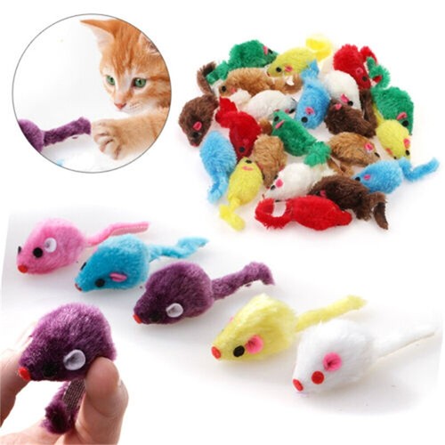 24 Fellmäuse Fell Maus Mäuse Echtfell Rasselmäuse Rassel Spielzeug Katzen Set - Bild 2 von 8