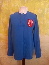 Jack Wills Fleur-de-lis logo blue 100% cotton rugby Shirt. UK men's size Large