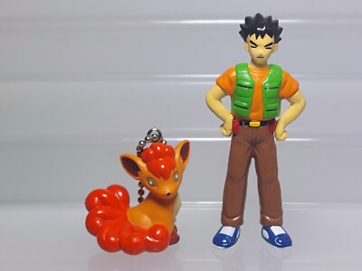 Brock Pokemon Tomy Yujin Real Figure & Vulpix Furuta Keychain H05
