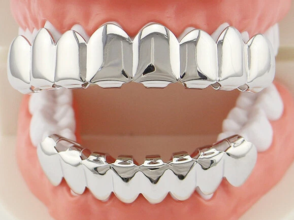 Grillz Teeth Dental Grills 18K Rose Gold/Silver Plated 8 Top & Bottom Mold Kit - Image 2 of 4