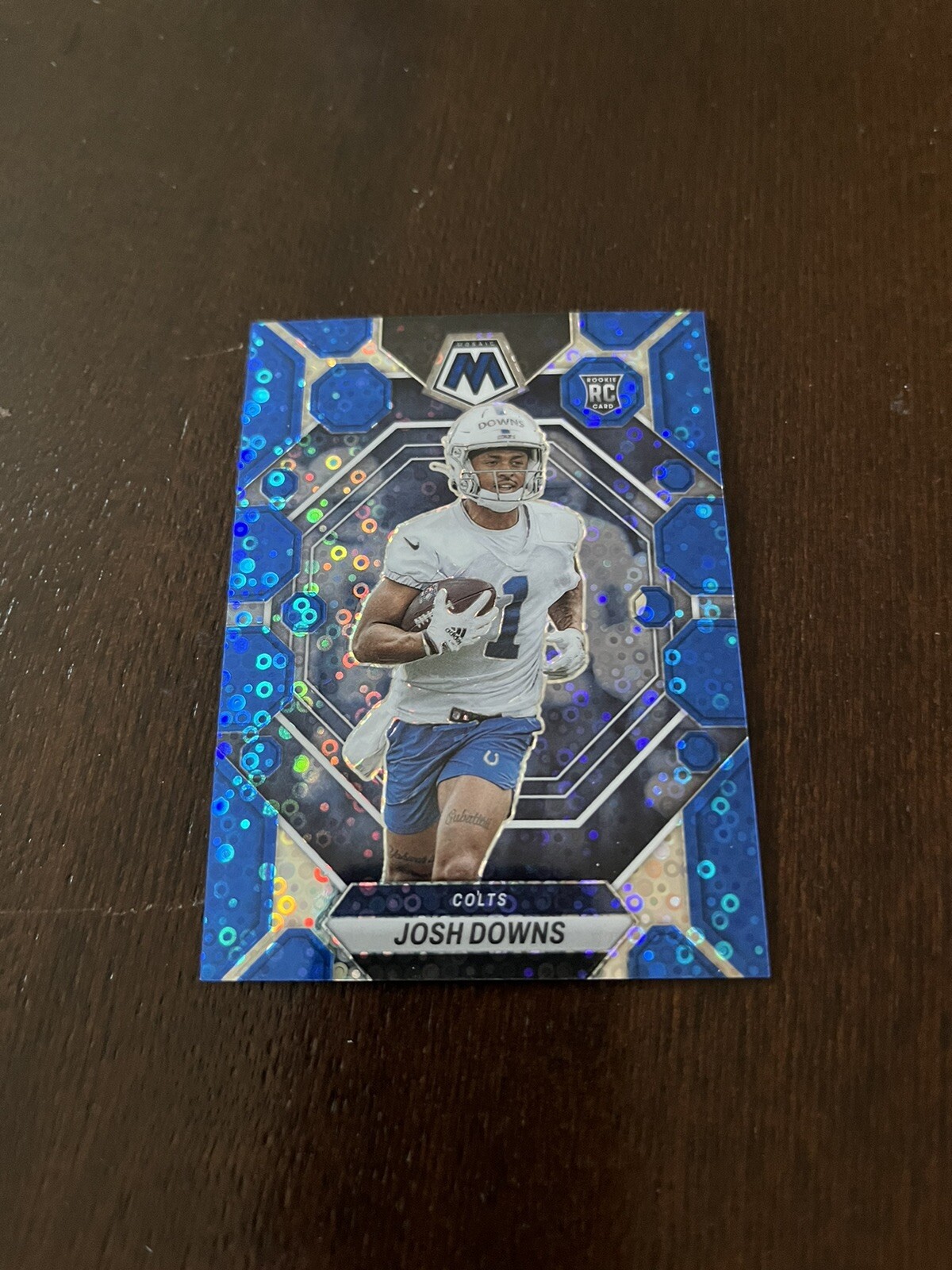 2023 Panini Mosaic No Huddle JOSH DOWNS Rookie Blue Disco Prizm /75 Colts #339