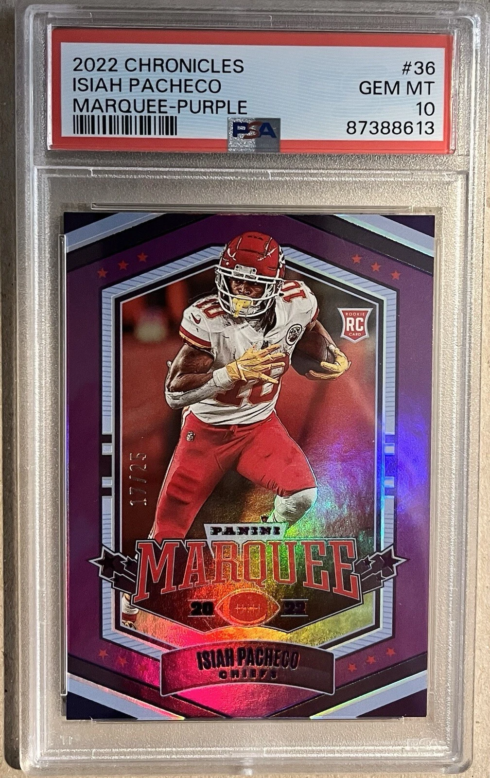 Isiah Pacheco Panini Chronicles Marquee #36 Purple
