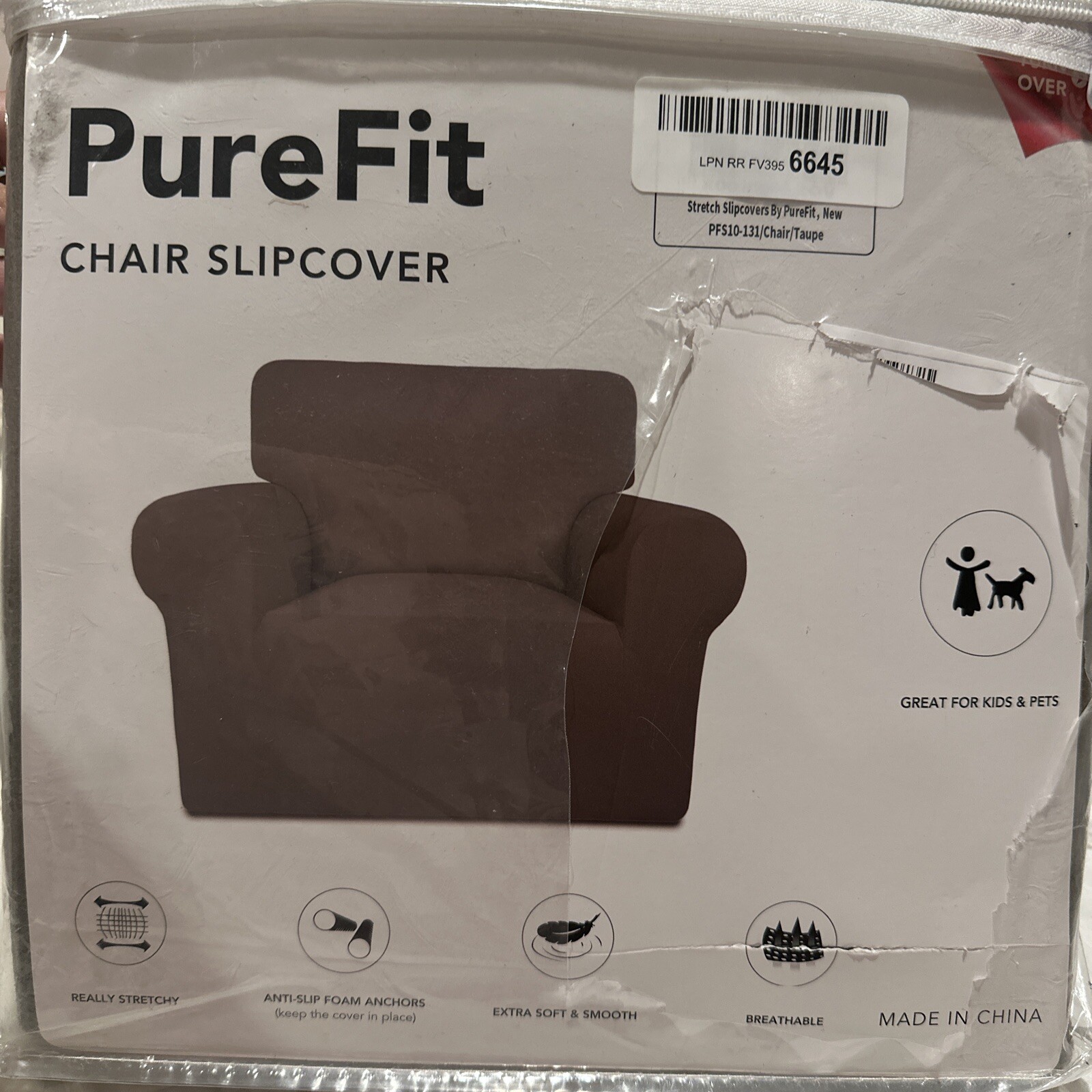 PURE FIT STRETCH CHAIR SLIPCOVER  ~ Taupe ~ NEW ~ FAST SHIPPING