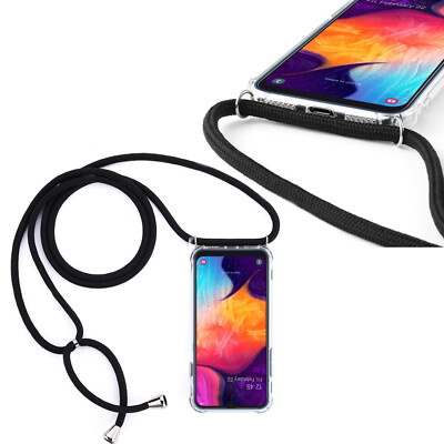 HandyKette Hülle Umhänge Tasche mit Hals Band Schutzhülle Schnur Case SCHWARZ