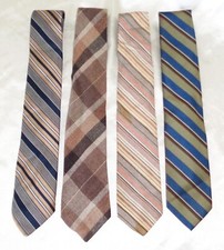 Ambassador Polyester 4 Vintage Mens Neck Ties 1980s Brown Blue Stripe
