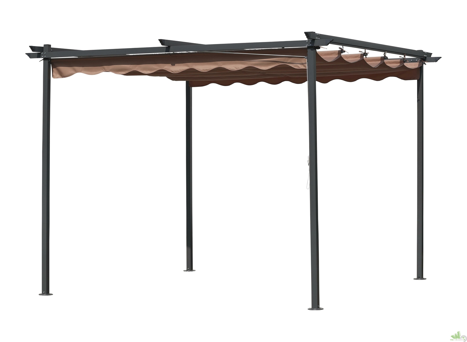 PERGOLA TETTOIA GAZEBO ACCIAIO TELO TETTO COPERTURA RETRAIBILE MT 3X3X2,2H
