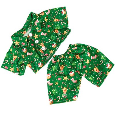 Grünes Rentier Teddybär Weihnachten 16'' PJs Pyjama Kleidung passt einen Bären bauen