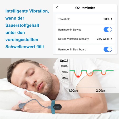 Pulsoximeter Handgelenk für CPAP Schlafapnoe Therapiegerät Schlaf-O2-Überwachung - Bild 5 von 14