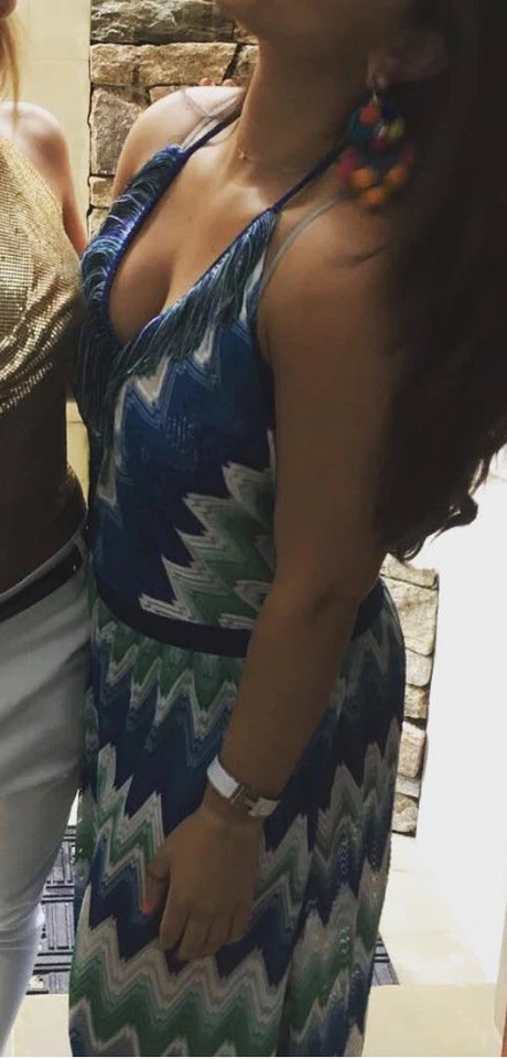 Missoni Mare Mono Zig Zag Estampado Halter Encubrimiento Pantalón Azul Vestid... - Imagen 4 de 4