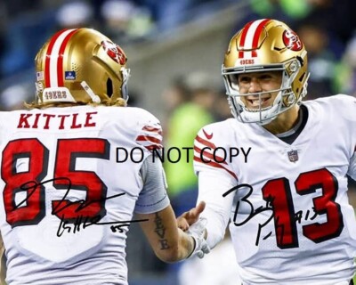 BROCK PURDY GEORGE KITTLE San Fran 49ers Autographed Signed 8x10 RP  Photo !!