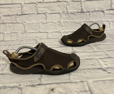 Crocs Swiftwater 202111 Leather Sport Sandals Shoes Mens Size 7 Brown Closed Toe Crocs Swiftwater Fishing Men Shoes Size 11 Brown Sandals  main image 3