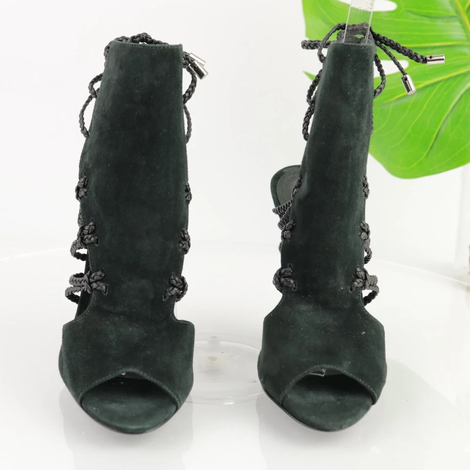 Sandalia SCHUTZ para mujer Camurca Cabra talla 8 negra gamuza tacón de cuña corbata envolvente al tobillo Foto 3 de 4