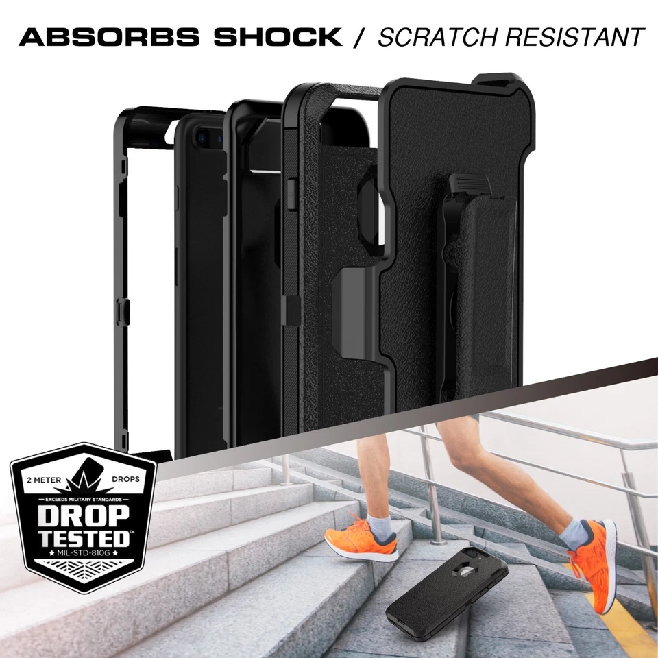 For iPhone 6 6s 7 8 Plus Case w/ Screen Protector Series Fits Defender Belt Clip - Image 4 of 4