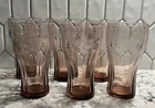 VINTAGE ROSE RED PURPLE COCA-COLA Set of 6 Collector Drinking Glasses 6"