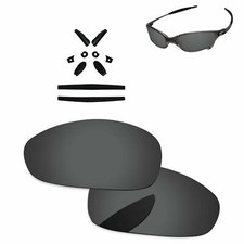 Black Rubber Kit  Black Grey Polarized Replacement Lenses For-Oakley Juliet