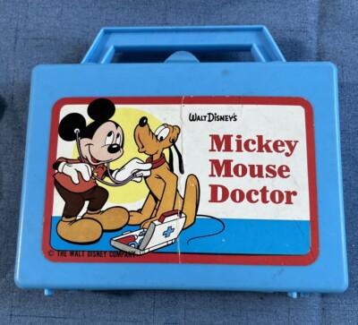 mickey mouse Vintage 1983 doctor dr medical kit playset storage Blue Toy case