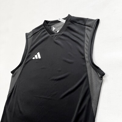 $50 NWT Men's ADIDAS Black Sleeveless Training Jersey Tank Top Tee Shirt  MEDIUM