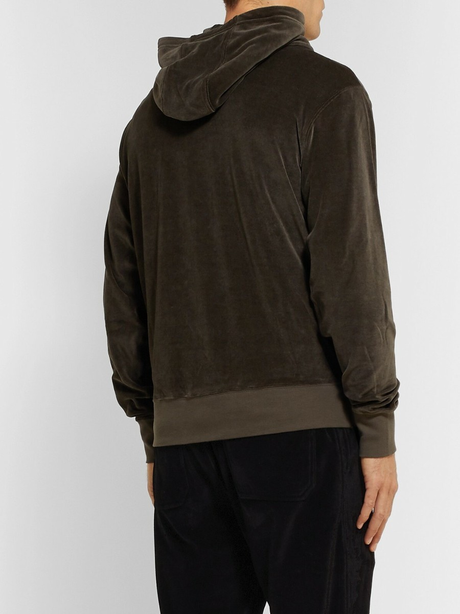 【送料込】TOM FORD コットンジャージー ジップアップフーディー TOM FORD Cotton-Blend Velvet Zip-Up Hoodie Sweat BT249