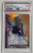 2023 NL MVP Ronald Acuna!  2021 Topps Finest Auto Orange Refractor #'/25 PSA 9