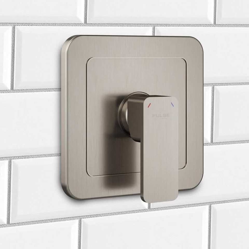 PULSE Showerspas Mixing Valve 7.25"X7.25" Outdoor Brass PVC Brushed