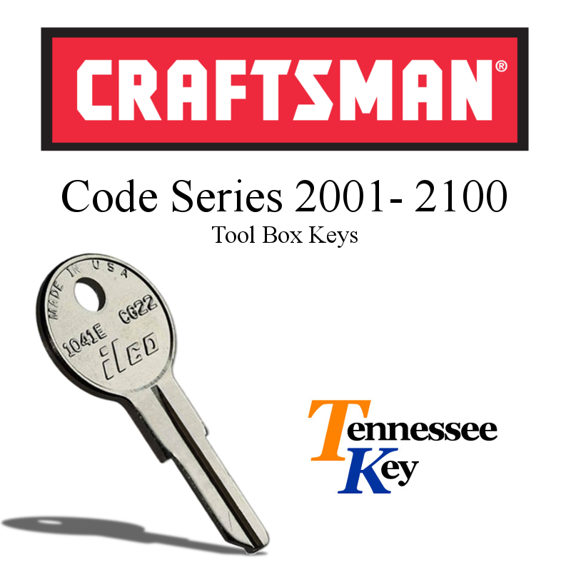 Craftsman toolbox keys for Series 2001-2100 with key code selection